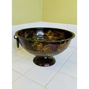 Vintage Style Grecien Look Metal Footed Urn Planter With Ring Handles